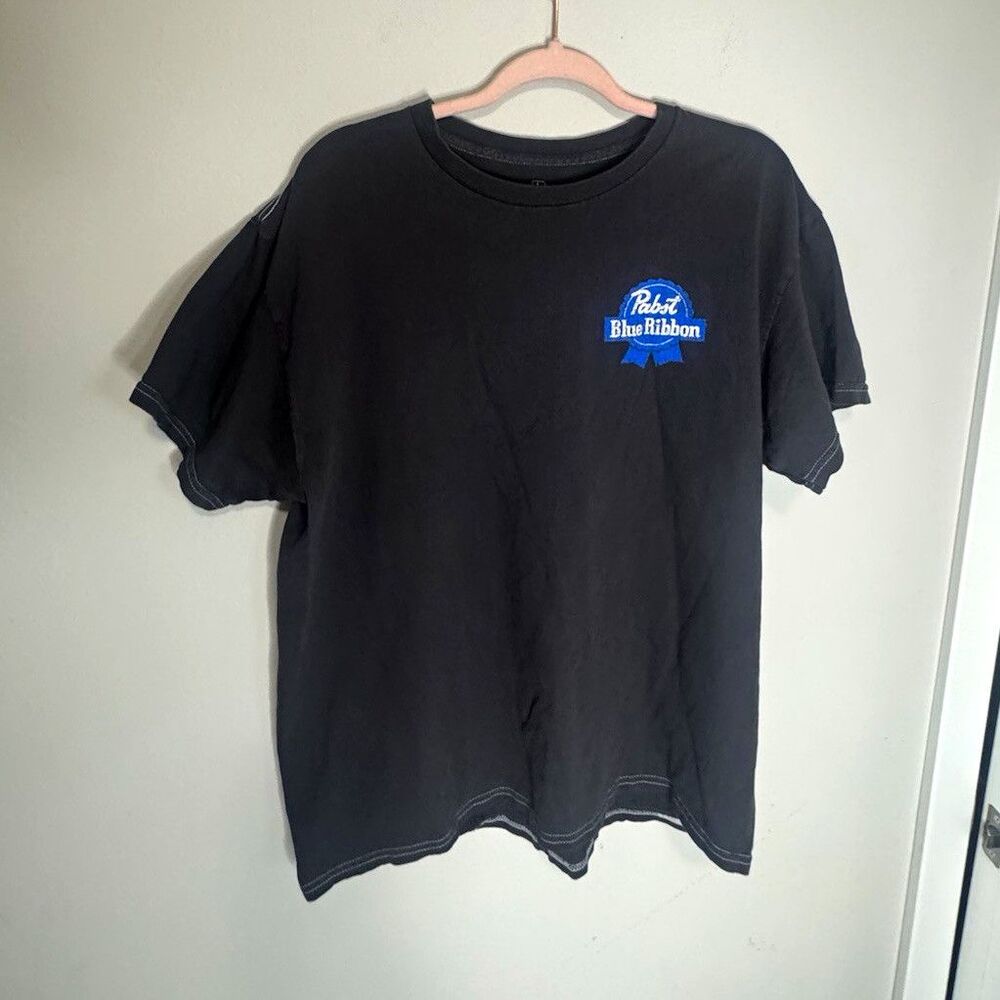 Pabst Blue Ribbon Racing Graphic Black T-Shirt Size L Breweriana Theme